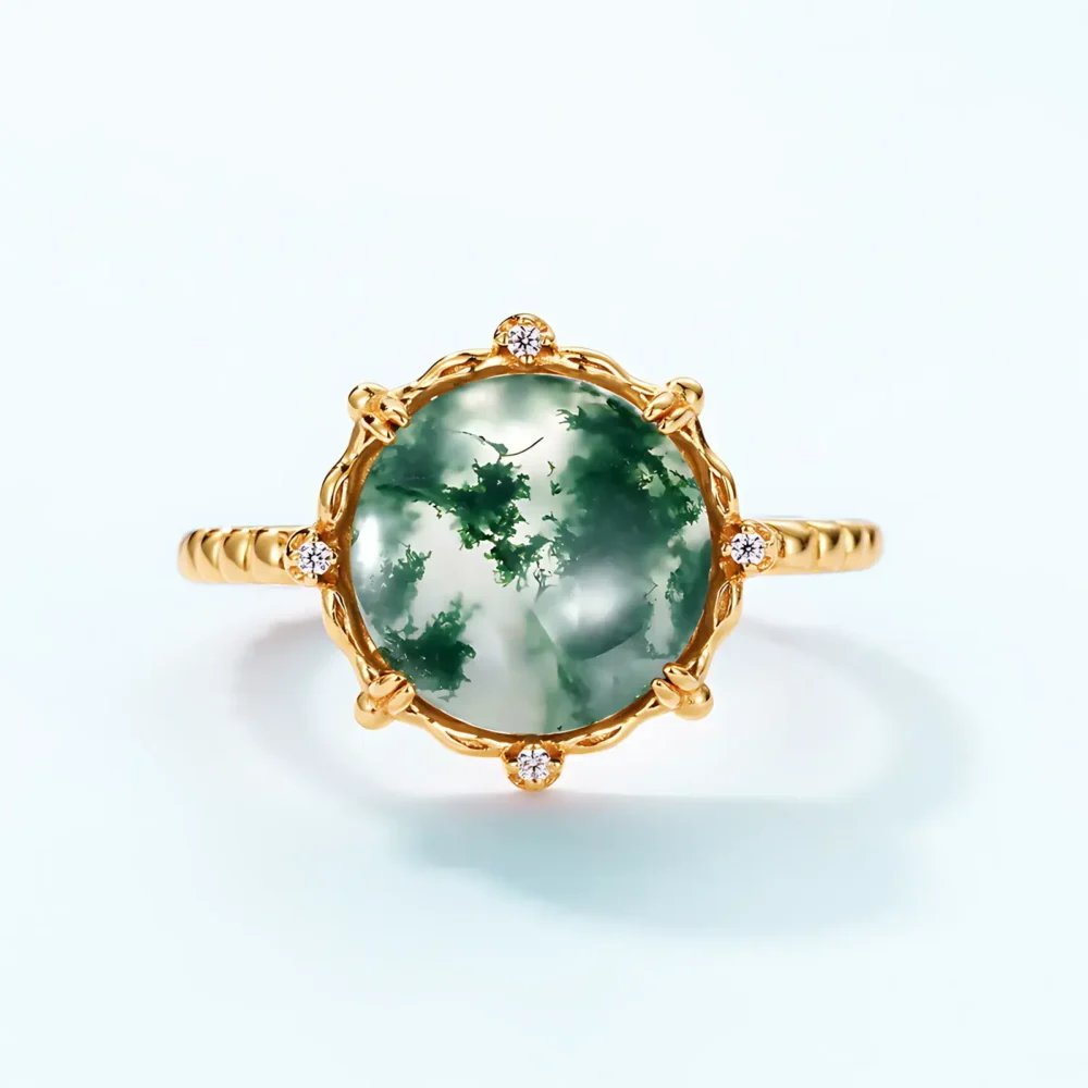 2.5ct Bold Round Moss Agate Ring - Image 2