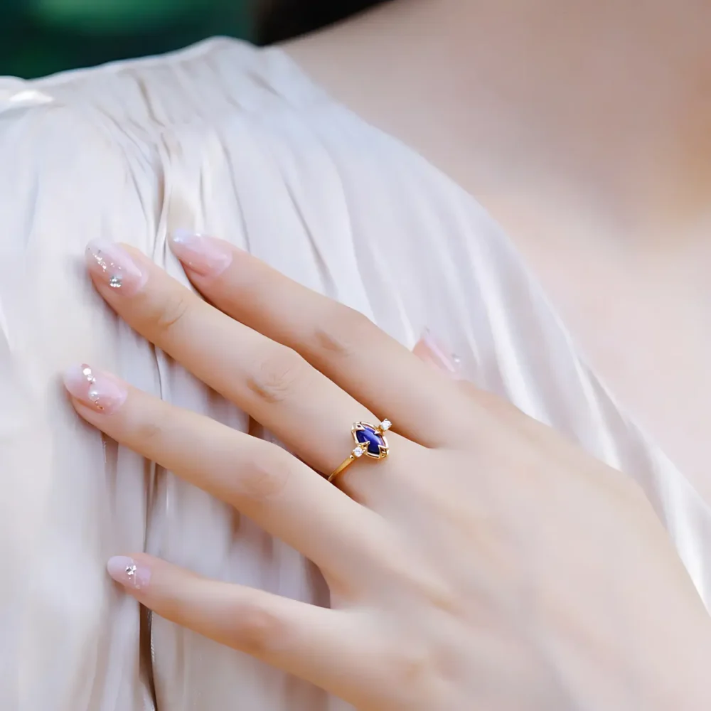 Lapis Lazuli Gold Plated Silver Ring - Image 2