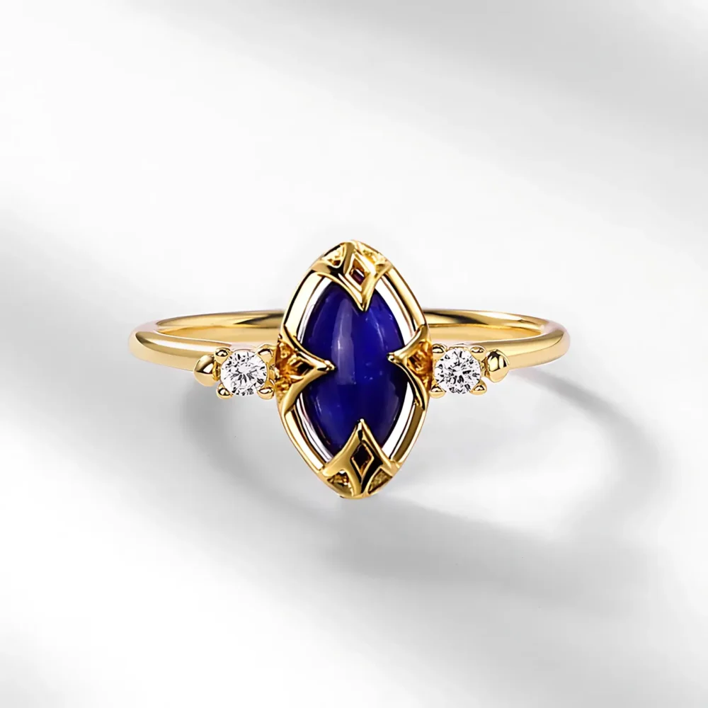 Lapis Lazuli Gold Plated Silver Ring - Image 3