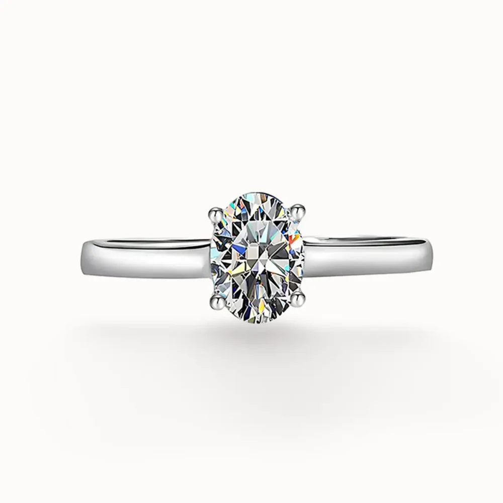 1ct Oval Moissanite Solitaire Ring