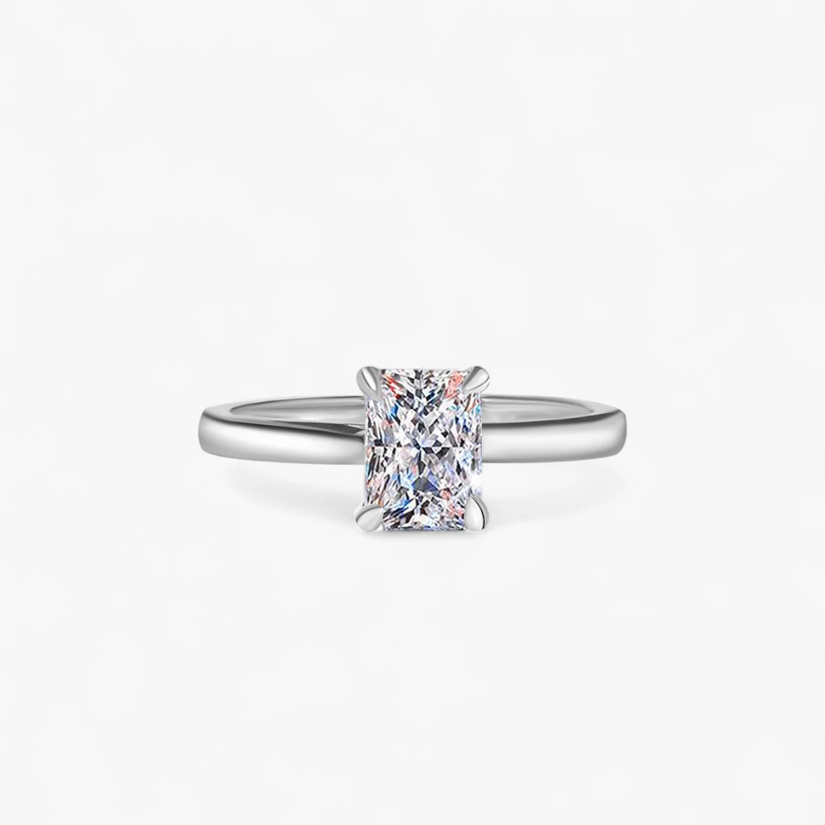 1ct Radiant Cut Moissanite Solitaire Ring
