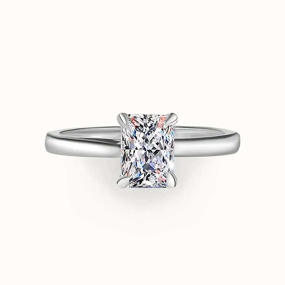 1ct Radiant Cut Moissanite Solitaire Ring
