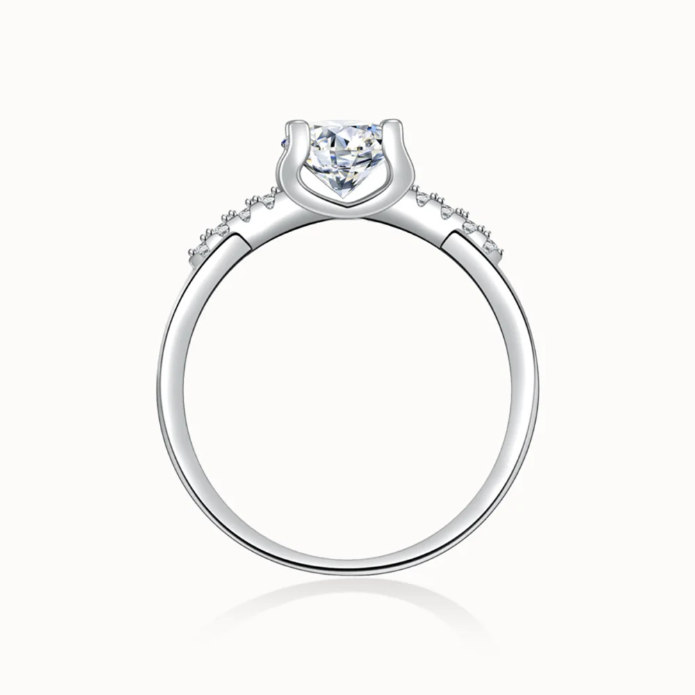 1ct Round Moissanite Side Stone Ring - Image 5