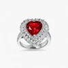 Ruby Heart Silver Halo Ring