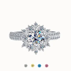 1ct Snowflake Round Moissanite Engagement Ring