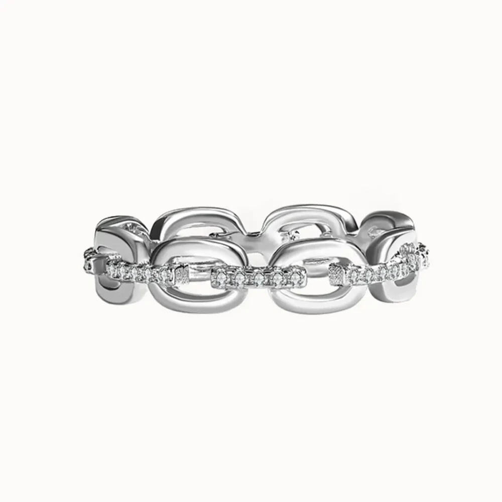 Moissanite Bold Chain Sliver Ring