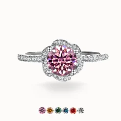 1ct Moissanite Rose Halo Ring