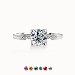 1ct Round Moissanite Side Stone Ring