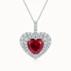 Luxury Heart Ruby Silver Necklace