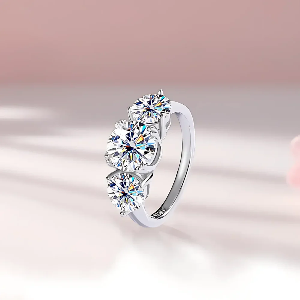 4ct Moissanite Three Stone Ring - Image 3