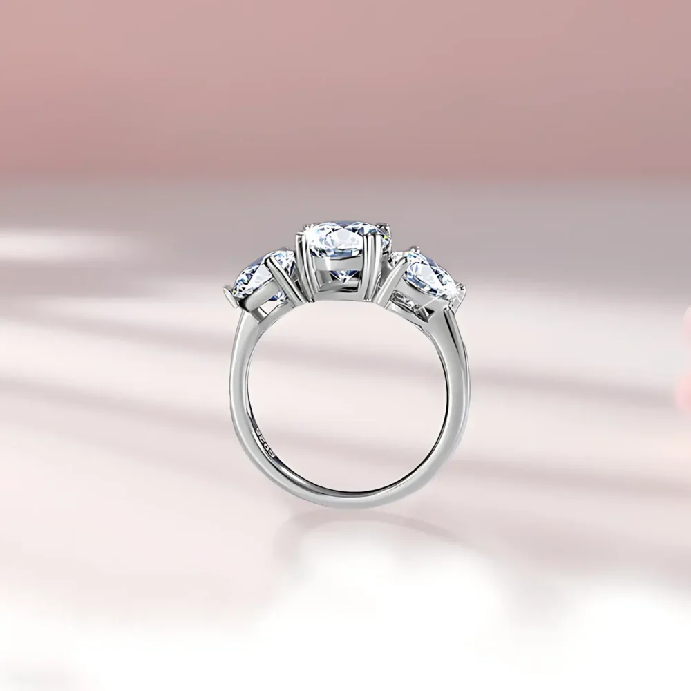 4ct Moissanite Three Stone Ring - Image 4