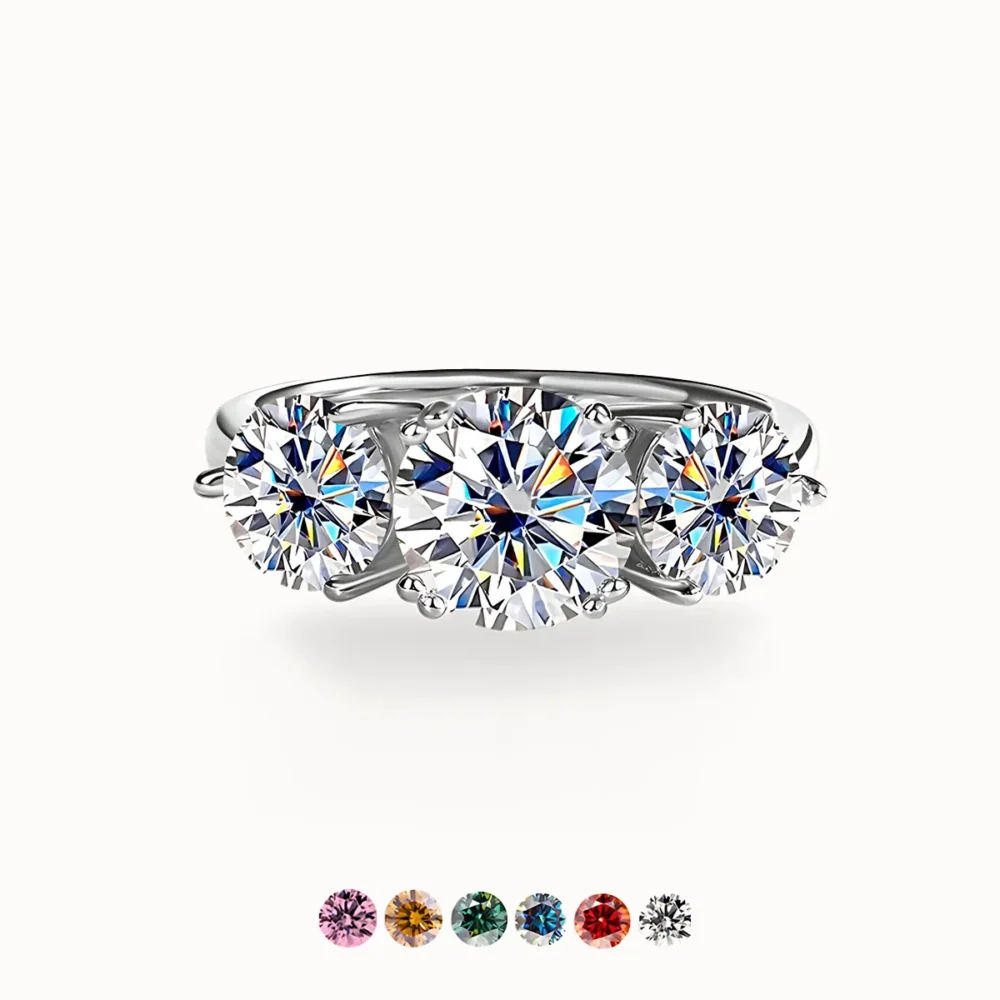 4ct Moissanite Three Stone Ring
