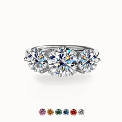 4ct Moissanite Three Stone Ring