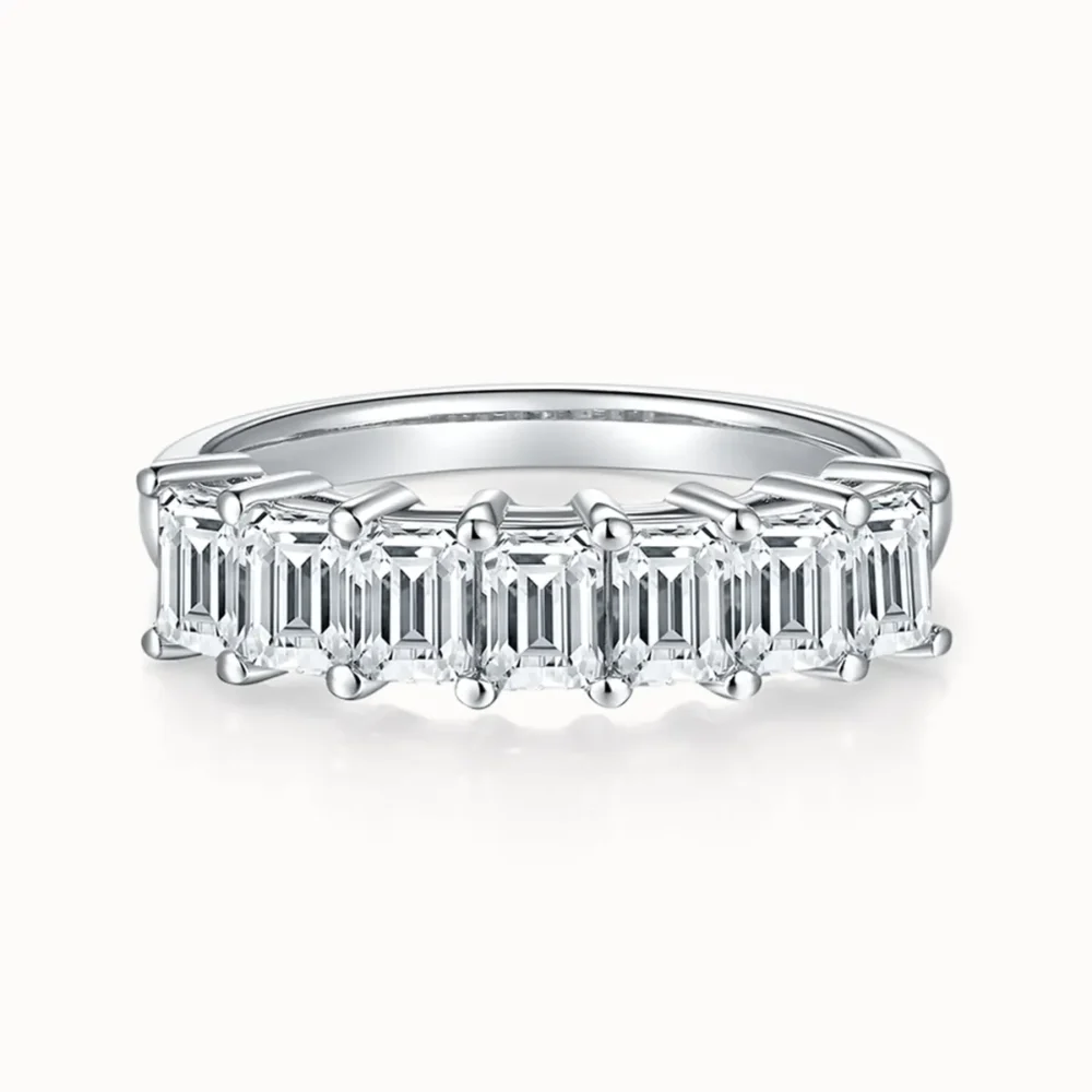 3.5mm Emerald Cut Half Eternity Ring