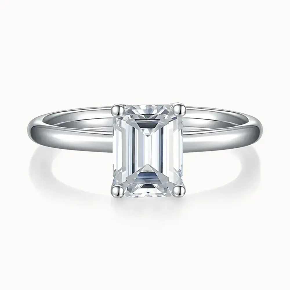 2ct Emerald-Cut Moissanite Solitaire Ring