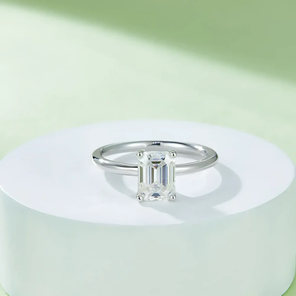 2ct Emerald-Cut Moissanite Solitaire Ring - Image 2