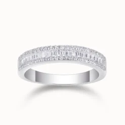 Emerald-cut Moissanite Half Eternity Ring