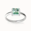 1ct Green Moissanite Asscher Cut Solitaire Ring