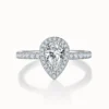 1ct Pear Halo Side Stone Ring