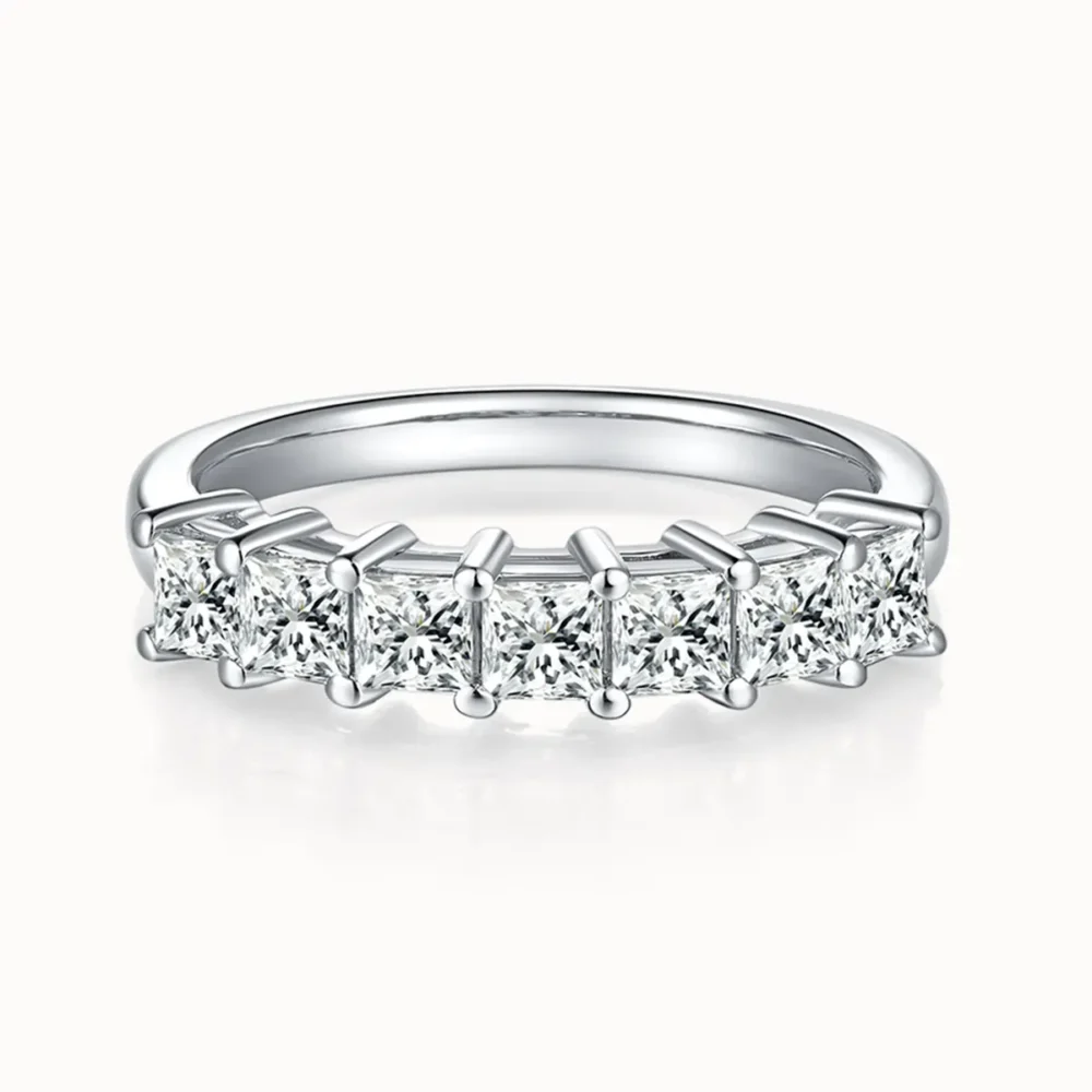 3.5mm Princess Cut Half Eternity Ring