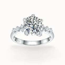2ct Round Side Stone Ring
