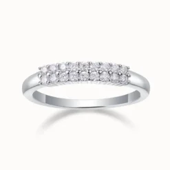 Two-Row Moissanite Thin Half-Eternity Ring
