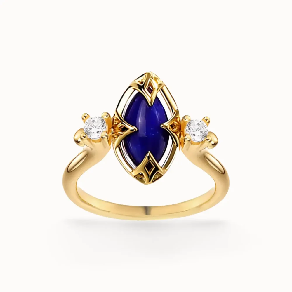 Lapis Lazuli Gold Plated Silver Ring