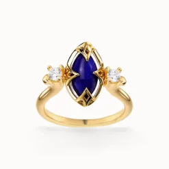 Lapis Lazuli Gold Plated Silver Ring