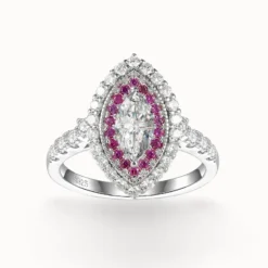 1ct Marquise Moissanite Halo Ring