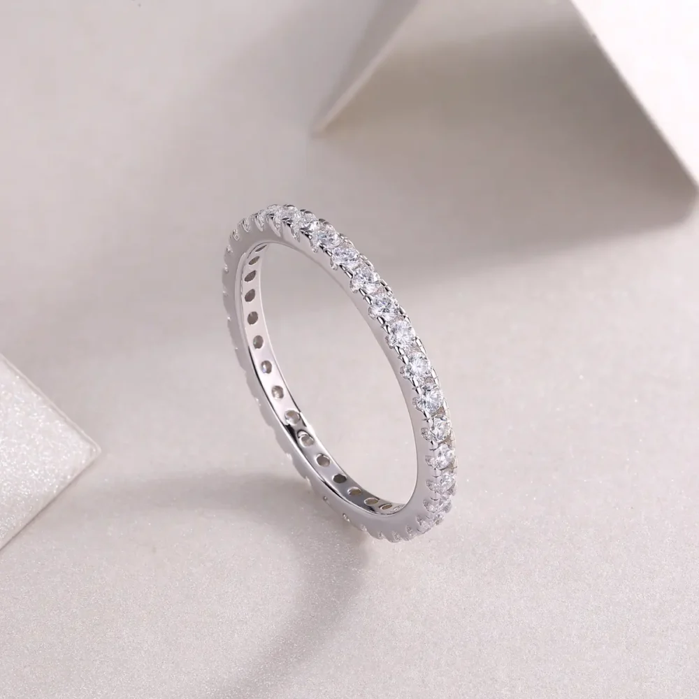 2.3mm Round Moissanite Eternity Ring - Image 4