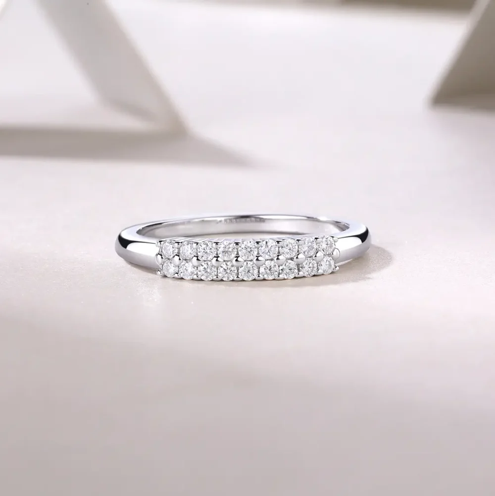 Two-Row Moissanite Thin Half-Eternity Ring - Image 6