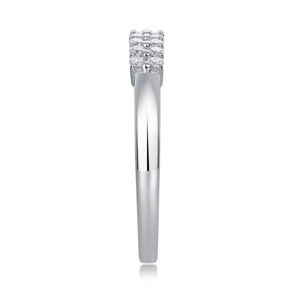 Two-Row Moissanite Thin Half-Eternity Ring - Image 3