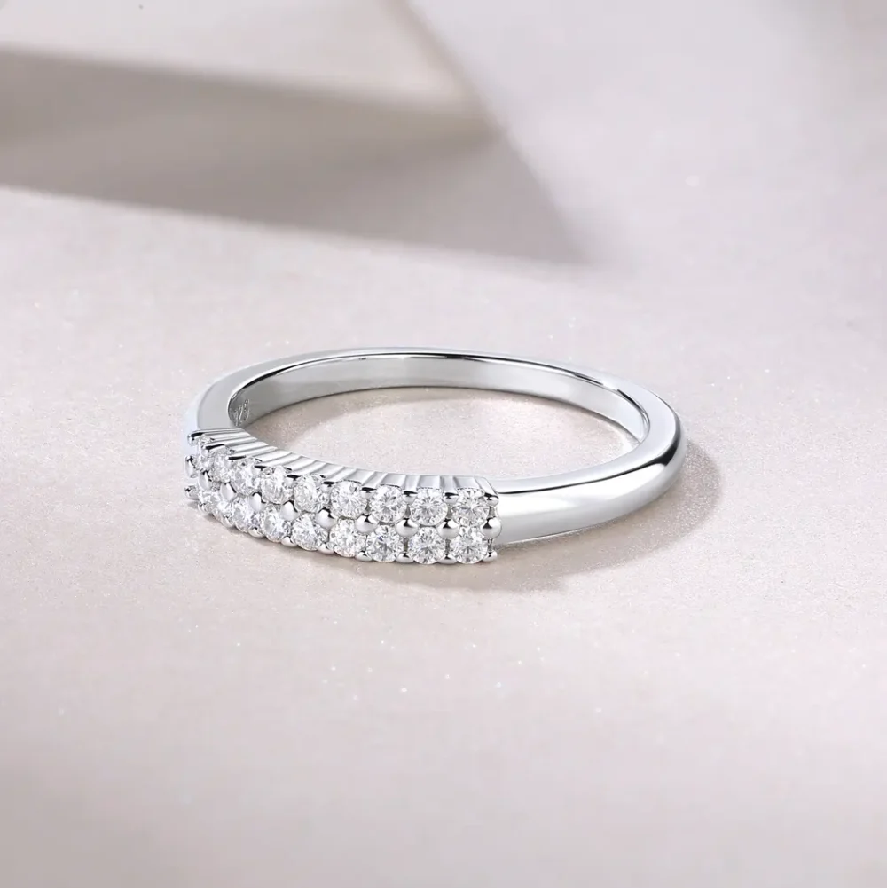 Two-Row Moissanite Thin Half-Eternity Ring - Image 4