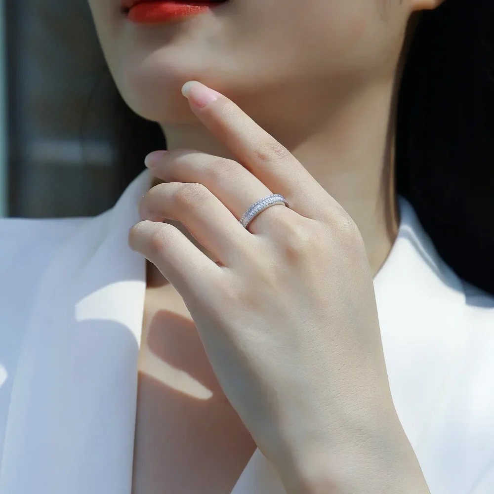 Emerald-cut Moissanite Half Eternity Ring - Image 2