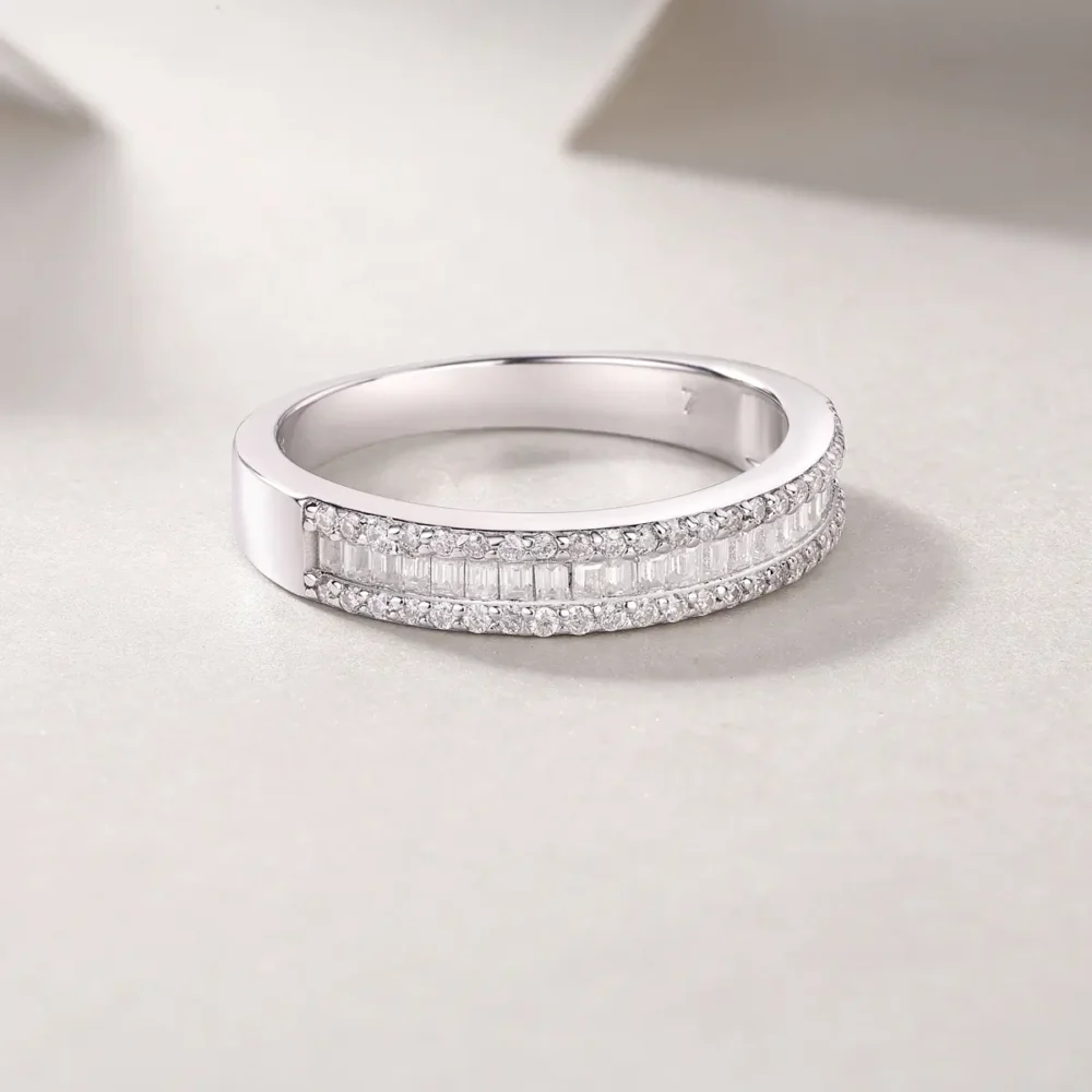 Emerald-cut Moissanite Half Eternity Ring - Image 5