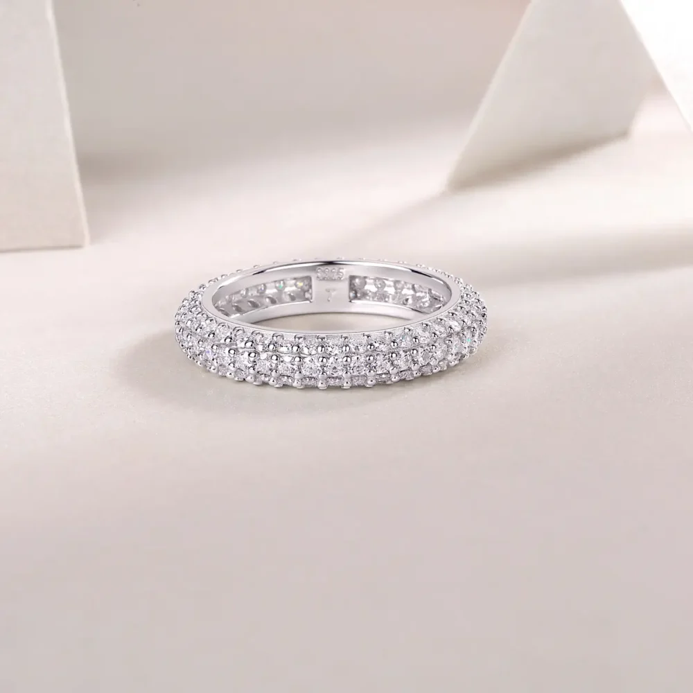3.5mm Pave Three Row Eternity Ring - Image 3