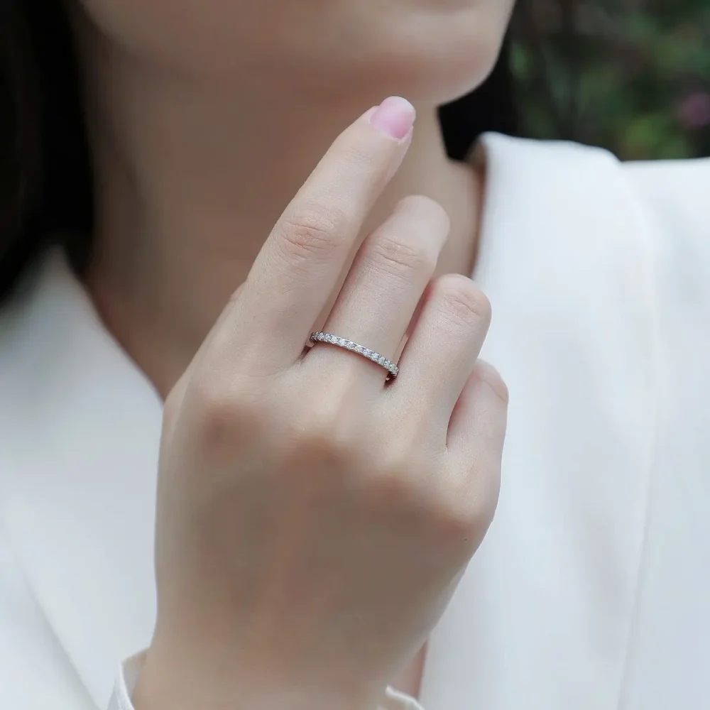 2.3mm Round Moissanite Eternity Ring - Image 2