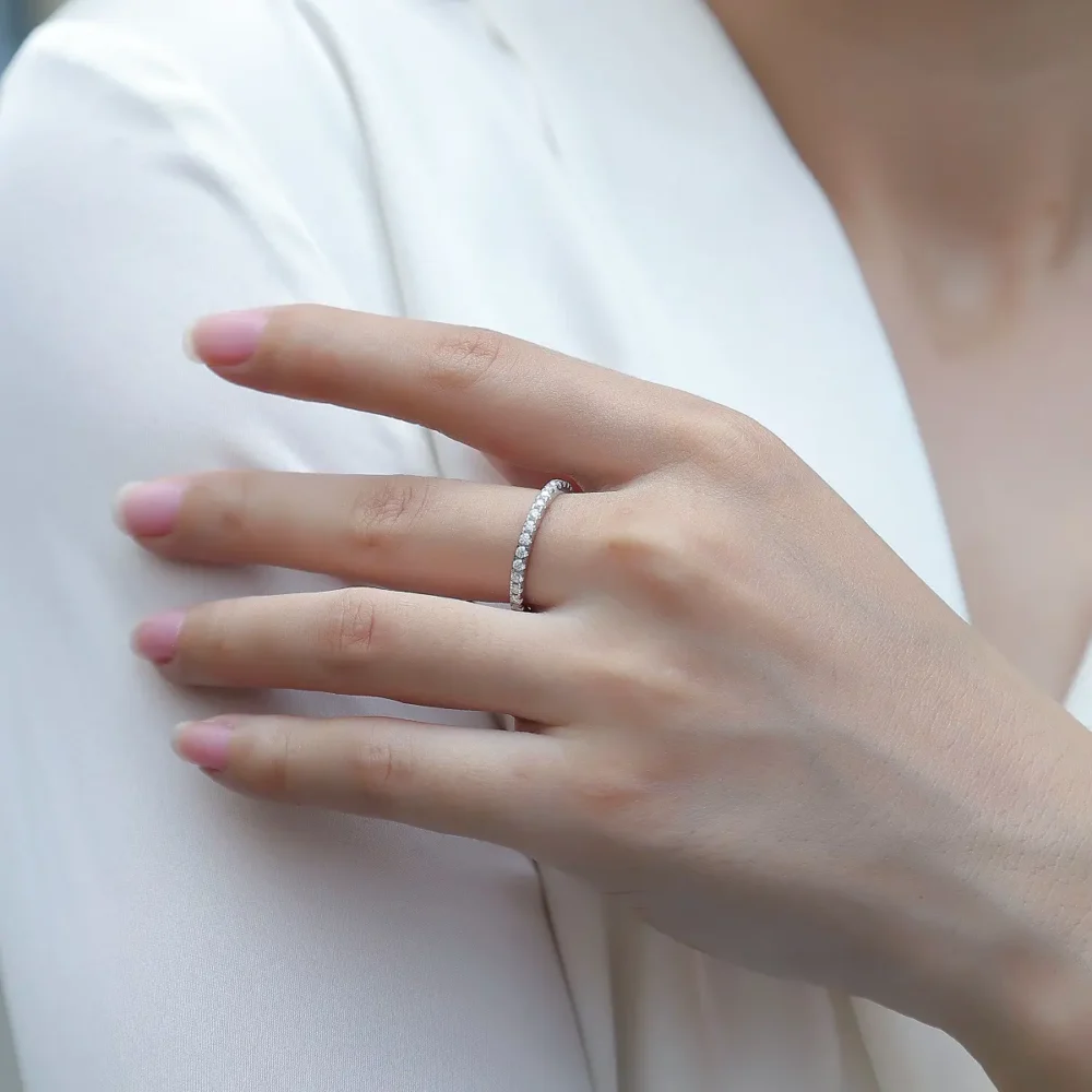 2.3mm Round Moissanite Eternity Ring - Image 3
