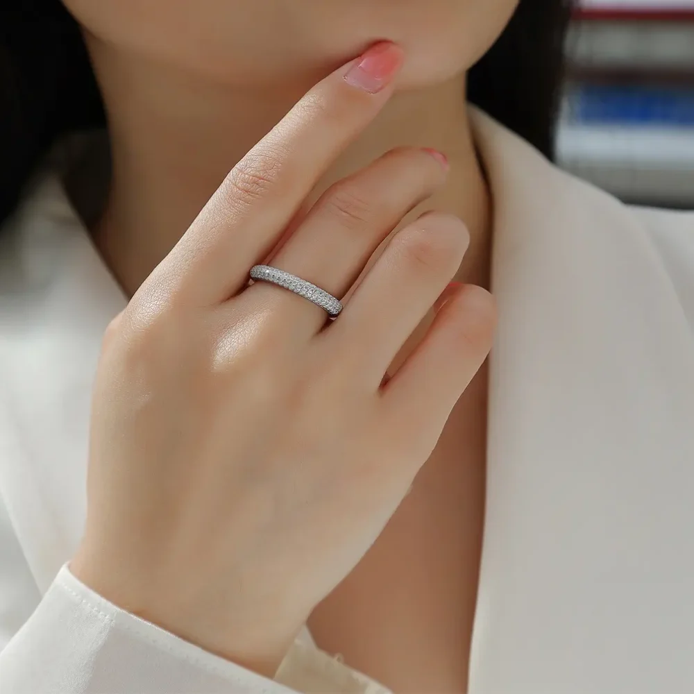 Round Pave Half Eternity Ring - Image 5