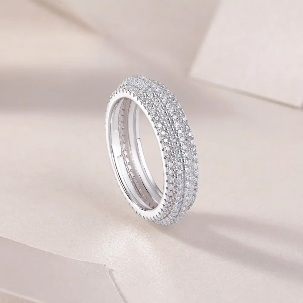 Bold Triple Row Raised Eternity Ring - Image 7
