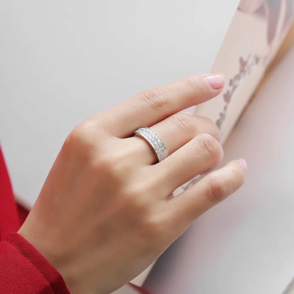6mm 2 Row Moissanite Eternity Ring - Image 2