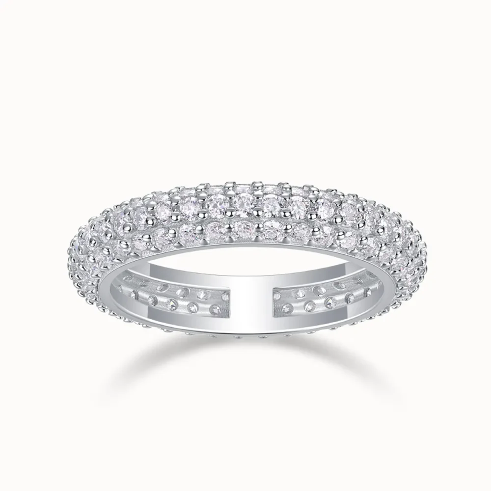3.5mm Pave Three Row Eternity Ring