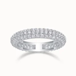 3.5mm Pave Three Row Eternity Ring
