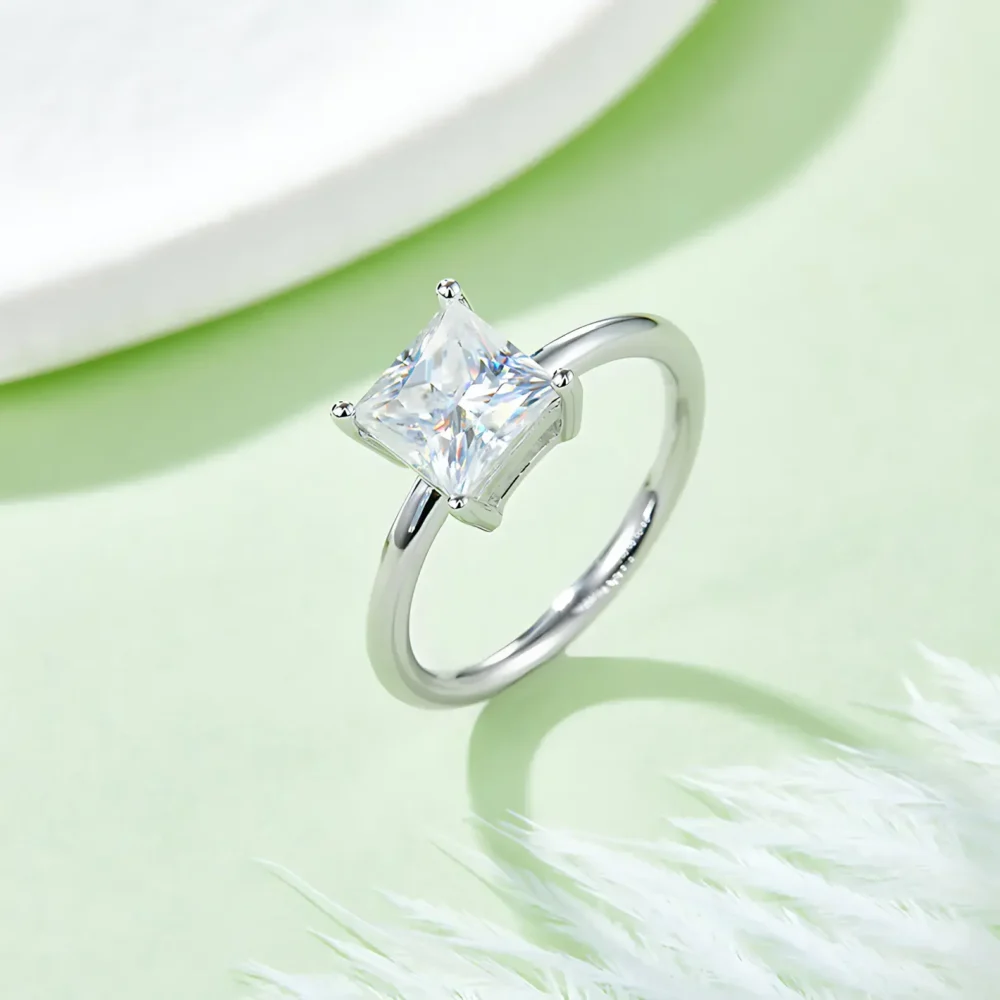 2ct Princess Cut Moissanite Solitaire Ring - Image 3