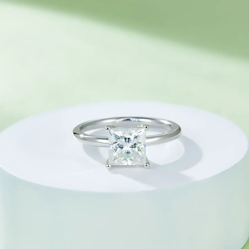 2ct Princess Cut Moissanite Solitaire Ring - Image 2