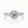 1ct Round Side Stone Halo Ring