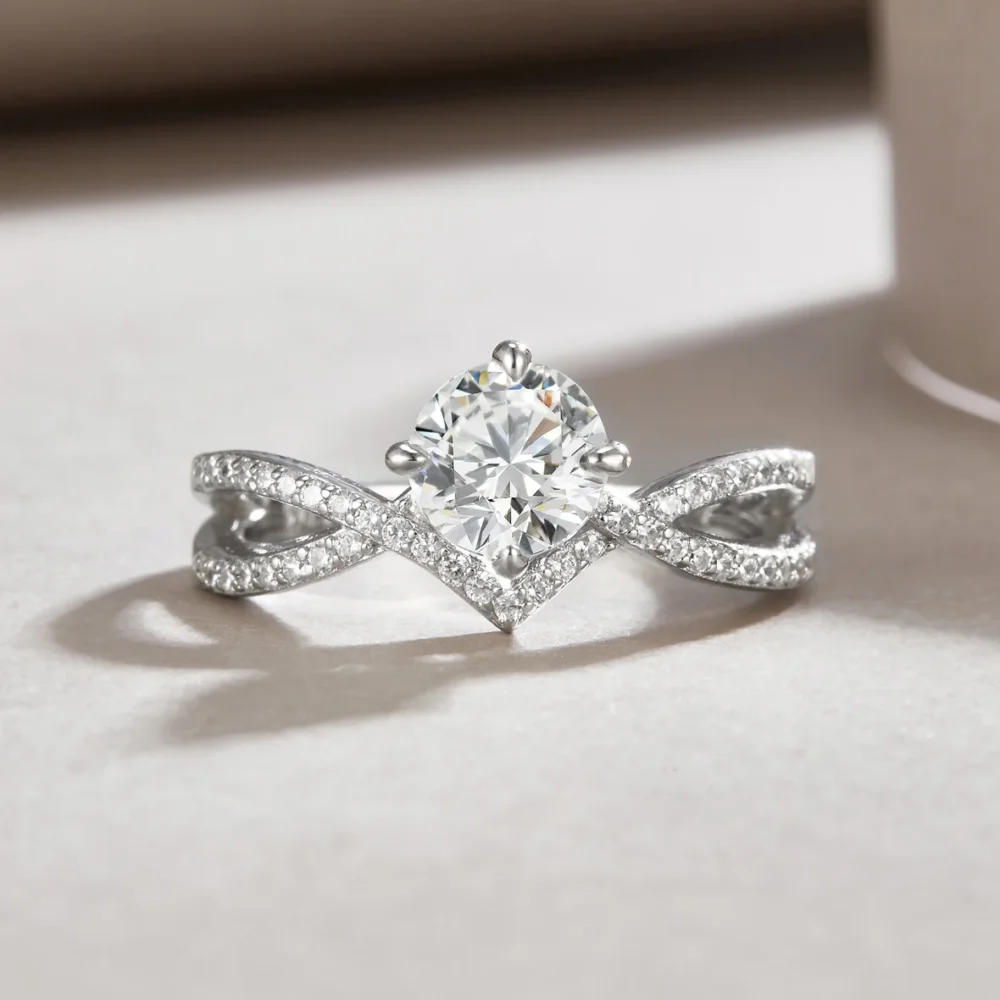 1ct Twist Side Stone Ring - Image 3