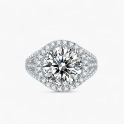 5ct Moissanite Halo Pavé Ring