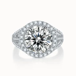 5ct Moissanite Halo Pavé Ring