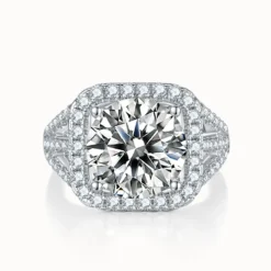 5ct Moissanite Square Halo Ring